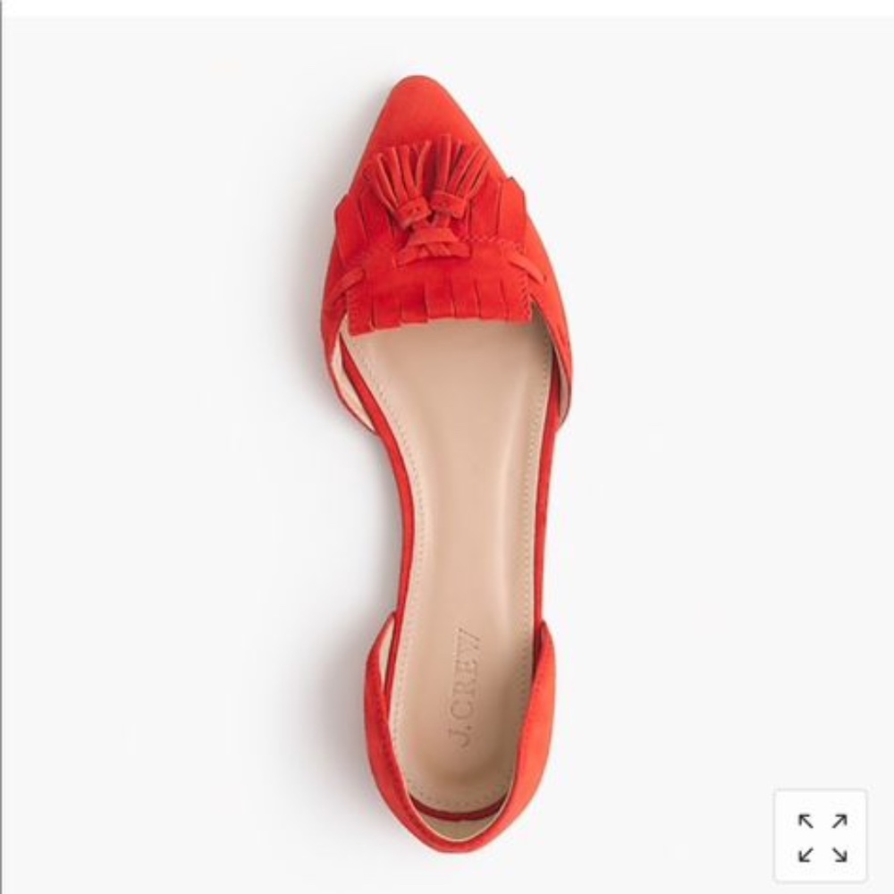 J.Crew Red Suede D'Orsay Tassel Flats